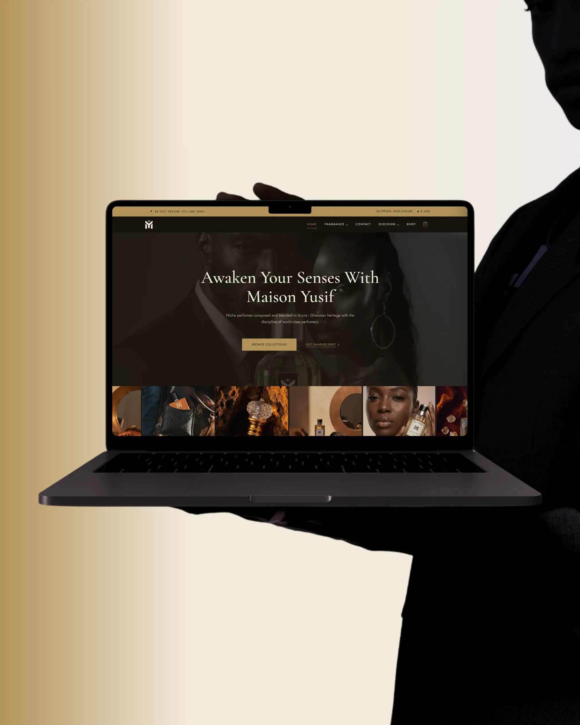 Orange Gradient Modern Laptop Mockup Instagram Post